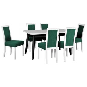 Rozkládací stůl se 6 židlemi - AL49, Potah: 23x - Kronos 19, Barvy nožiček: černá