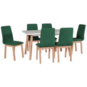 Rozkládací stůl se 6 židlemi - AL45, Potah: 23x - Kronos 19, Barvy nožiček: buk přírodní