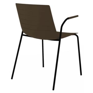 Židle Skinny 4 čokoládová podstava černá s područkami