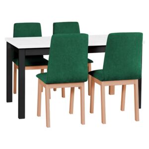 Rozkládací stůl se 4 židlemi - AL05, Barva dřeva: bílá-L, Potah: 23x - Kronos 19, Barvy nožiček: černá, Barvy nožiček: Sonoma