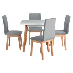 Rozkládací stůl se 4 židlemi - AL40, Barva dřeva: Přírodní buk, Potah: 16 - Jasmine 90