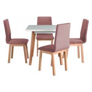 Rozkládací stůl se 4 židlemi - AL40, Barva dřeva: Přírodní buk, Potah: 19 - Jasmine 61