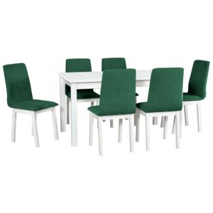 Rozkládací stůl se 6 židlemi - AL37, Barva dřeva: bílá, Potah: 23x - Kronos 19