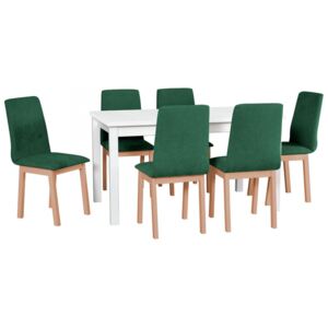 Rozkládací stůl se 6 židlemi - AL37, Barva dřeva: Přírodní buk, Potah: 23x - Kronos 19