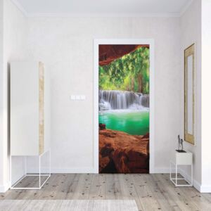 GLIX Fototapeta na dveře - Waterfall Cave | 91x211 cm