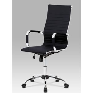 Autronic - Kancelářská židle, černá ekokůže, houpací mech, kříž chrom - KA-V305 BK
