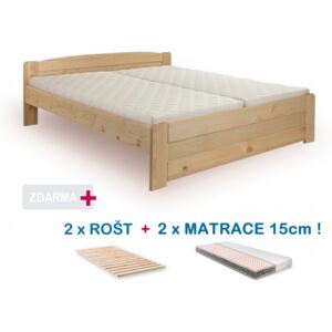 Manželská postel LADA s roštem a matrací ZDARMA 180x200, masiv borovice GR design