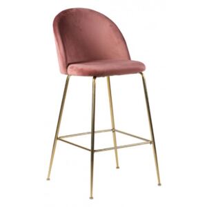 House Nordic Barová židle LAUSANNE velvet růžová/nohy mosaz