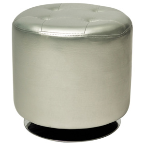 Taburet s polstrováním z ekokůže ve stříbrné barvě typ C 901 KN1024
