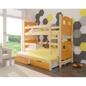 ADRK Dětská patrová postel LETICIA Provedení: Oranžová/borovice