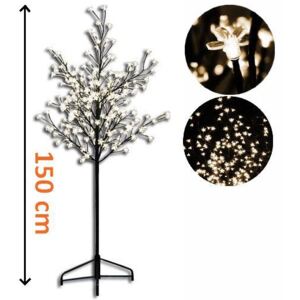 Dekorativní LED strom s květy - 1,5 m, teple bílá - OEM D01126