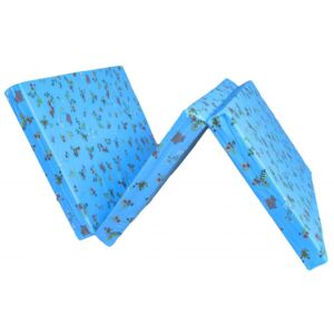 Skládací matrace do cestovní postýlky zvířátka modrá 120x60cm
