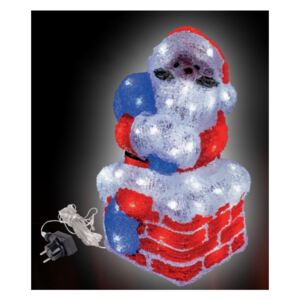 Barevný akrylový Santa Klaus do zásuvky 60 LED studená bílá 38 cm studené světlo