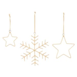 Závěsné vánoční ozdoby Snowflakes Stars Gold - set 3 ks