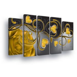 Obraz na plátně - Žluté Květy ve Tvaru Srdce 2 x 30x80 / 3 x 30x100 cm