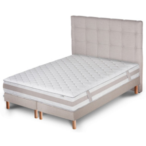 Světle šedá postel s matrací a dvojitým boxspringem Stella Cadente Maison Saturne Dahla, 180 x 200 cm