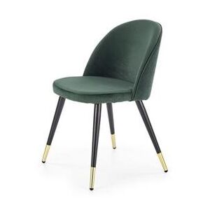 K315 židle nohy - černé / zlaté, čalounění - tmavě zelené