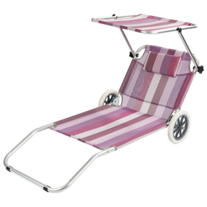 Lehátko plážový vozík, růžová