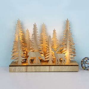 ACA DECOR LED vánoční dřevěný les - žlutá barva, 2xAA, 23 cm, IP20, 22 LED