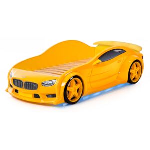 Postýlka auto EVO žlutá, LED světla, Spodní světlo