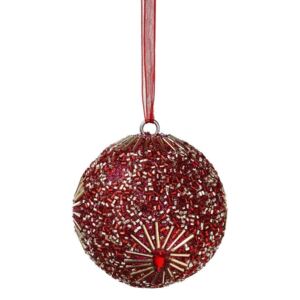 Butlers HANG ON Vánoční koule s perlami 8 cm - růžová