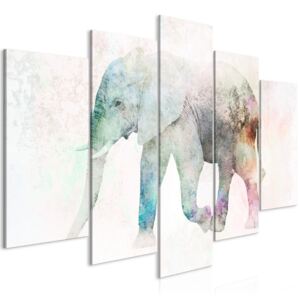 Obraz - Malovaný slon (5 dílů) široký 100x50
