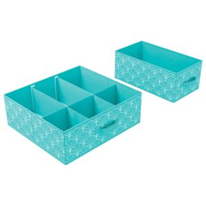 Livarno Home Úložný box (tyrkysová, úložný box se šuplíky, 2 kusy)
