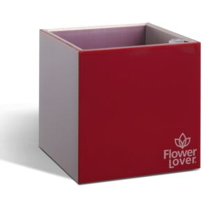 Samozavlažovací květináč Cubico 9x9x9 cm, červený