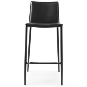 Connubia Barová židle Boheme, regenerovaná kůže, výška sedu 65 cm, CB1393 Podnoží: Matný černý lak (kov), Sedák: Regenerovaná kůže - Black (černá)