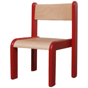 Dětská židlička bez područky 18 cm DE mořená - červené okraje (výška sedáku 18 cm)