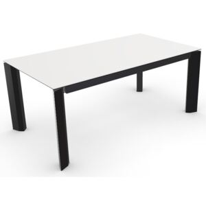 Calligaris Rozkládací jídelní stůl Delta Ceramic, CS4097-MV Rozměr: 160(220)x90 cm, Deska: sklokeramika White matná, Báze (rám+nohy): Matný černý lak (kov)