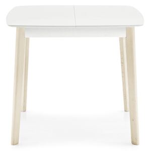 Calligaris Rozkládací stůl Cream, čtvercový, 90x90 až 180x90 cm, CS4063-Q Rozměr: 90(130)x90 cm, Deska: Matný bílý lak (dřevo), Báze (rám+nohy): Bělený buk (dřevo)
