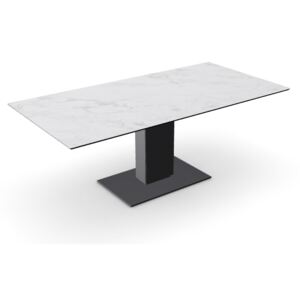 Calligaris Jídelní stůl Echo, sklokeramika, CS4072-FRC Rozměr: 200x100 cm, Deska: sklokeramika White Marble lesklá, Báze (rám+nohy): Matný černý lak (kov)