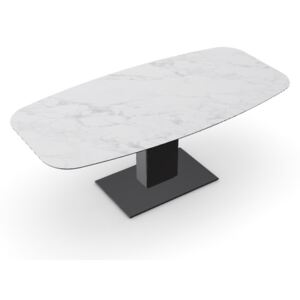 Calligaris Jídelní stůl Echo, sklokeramika, CS4072-FEC Rozměr: 200x100 cm, Deska: sklokeramika White Marble lesklá, Báze (rám+nohy): Matný černý lak (kov)