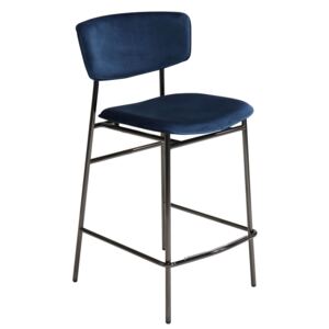 Calligaris Barová židle Fifties, kov, variabilní potah, CS1864-M Podnoží: Matný černý lak (kov), Sedák: Látka Bergen - Petrol blue (petrolejově modrá)