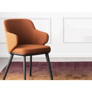 Calligaris Židle s područkami Foyer,dřevo, látka, CS1889 Podnoží: Kouřový jasan (dřevo), Sedák: Látka Bergen - Soil brown (ledově hnědá)