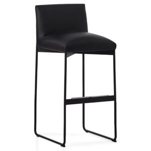Calligaris Barová židle Gala, kov, pravá kůže, v.80 cm, CS1870-LH Podnoží: Matný černý lak (kov), Sedák: Pravá kůže měkká - Black (černá)