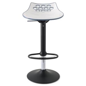 Connubia Barová židle Jam, plast, výška sedu 58-80 cm, CB1476 Podnoží: Matný černý lak (kov), Sedák: Plast lesklý – Bicolor - Bílá – nugátová
