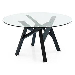 Calligaris Kulatý skleněný stůl Jungle Glass, Ø140 cm, CS4110-RDV 140 Rozměr: Ø 140 cm, Deska: Sklo transparentní, Báze (rám+nohy): Přírodní dub (dřevo)