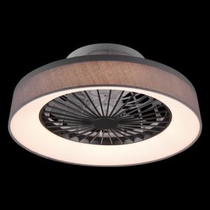 Trio R62662111 LED stropní svítidlo s ventilátorem Farsund 1x30W | 2200lm | 3000 - 6500K - oddělené vypínače, dálkové ovládání, stmívatelné, 3 rychlosti, časovač, noční režim, šedá
