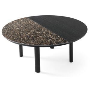 Calligaris Konferenční kulatý stolek Bam, zrcadlo, Ø80 cm, CS5128-M Deska: Matný černý lak/Keramika White Marble - ABS, Báze (rám+nohy): Matný černý lak (dřevo)
