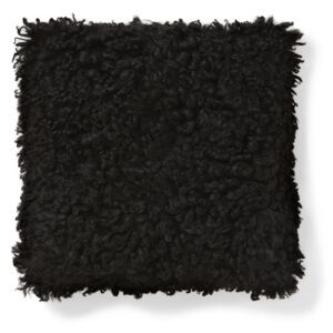 Skinnwille Kožešinový polštář Ebony, černá kudrnatá vlna, 40x40 cm
