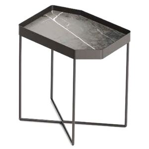 Doimo Salotti Odkládací stolek Kirk, kov, 48x40 cm Rozměr: 48x40 cm, Deska: Dřevo - matný lak, Báze (rám+nohy): Kov - bronz Vintage
