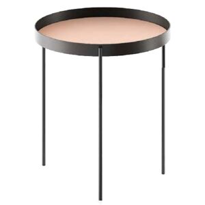 Doimo Salotti Kulatý stolek Floyd, odkládací, Ø45 cm, kov Rozměr: Ø45 x 50 cm, Deska: Dřevo - matný lak, Báze (rám+nohy): Kov - bronz Vintage