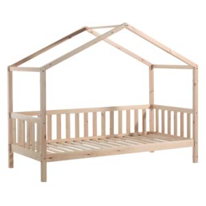 Přírodní dřevěná dětská postel Vipack Dallas se zábranou 200 x 90 cm