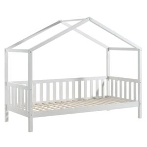 Bílá dřevěná dětská postel Vipack Dallas se zábranou 200 x 90 cm