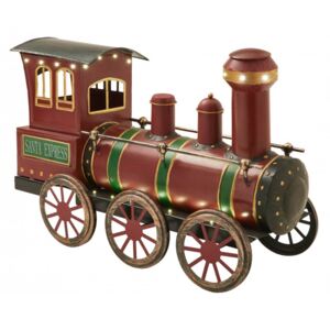 Kovová lokomotiva Rudolph 40 LED, 48,5cm VÁNOCE BRANDANI (barva - červená/zelená)