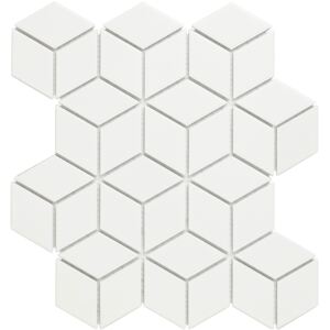 FIN Obklad keramická bílá Mozaika RHOMBUS L Bílá Mat 4,8x8,3 (26,7x30,9) cm - LROMB140