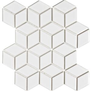 FIN Obklad keramická bílá Mozaika RHOMBUS L Bílá Lesk 4,8x8,3 (26,7x30,9) cm - LROMB100