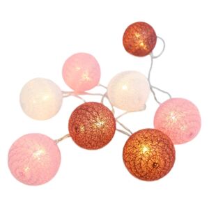 ACA Lighting LED girlanda - textilní růžovo-bílé kuličky, teplá bílá, 2x baterie AA, 210 cm, IP20